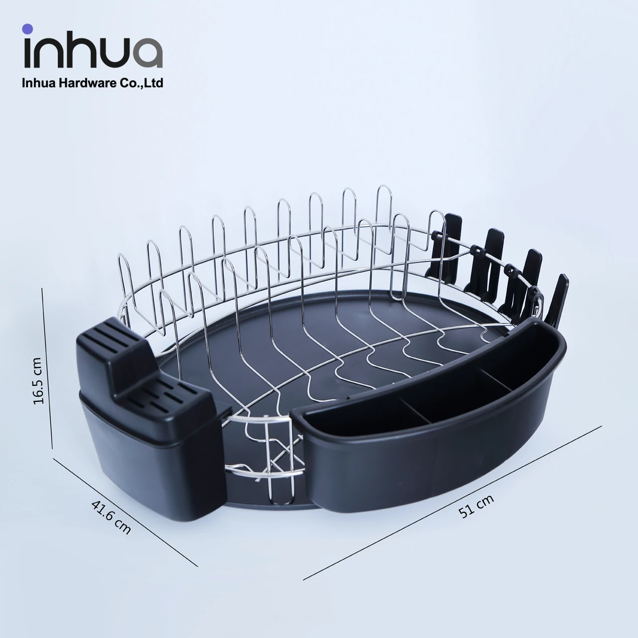 
high quality 304 stainless steel dish rack single layer dish drying rack kitchen storage rack with 4 cup holders and drainboard 