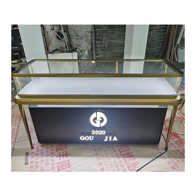 Stainless steel jewelry counter brand chain stores jade jewelry counter luxury glass clock display cabinet