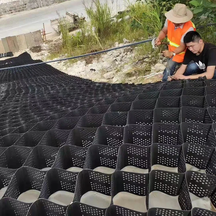 sinocure ASTM Standard 75-330 HDPE Yellow Colour Textured Geocell Manufacturer Price for Construction Road Way