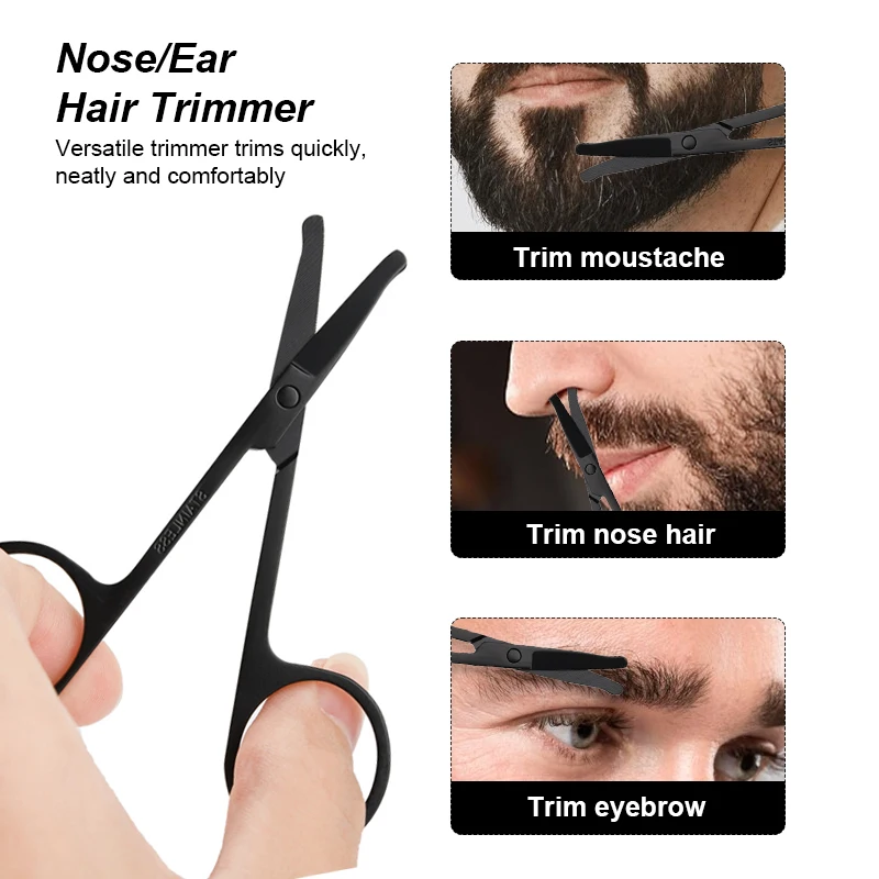 Safety Rounded Blunt Tip Nose Hair Scissor Stainless Steel Eyebrow Scissors Facial Hair Trimming Scissors For Men Women