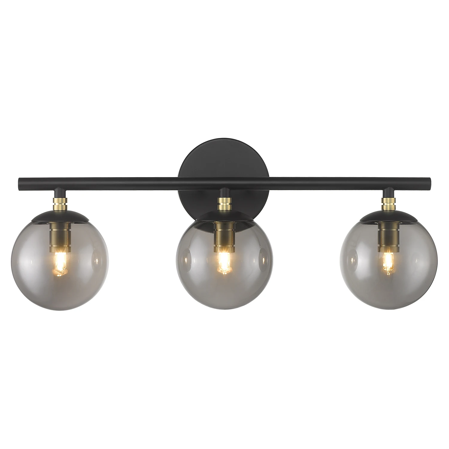 
Bathroom Light Fixtures 20.5 Inch Black and Brass Gold Finish with Globe Glass Shade Vanity Light 