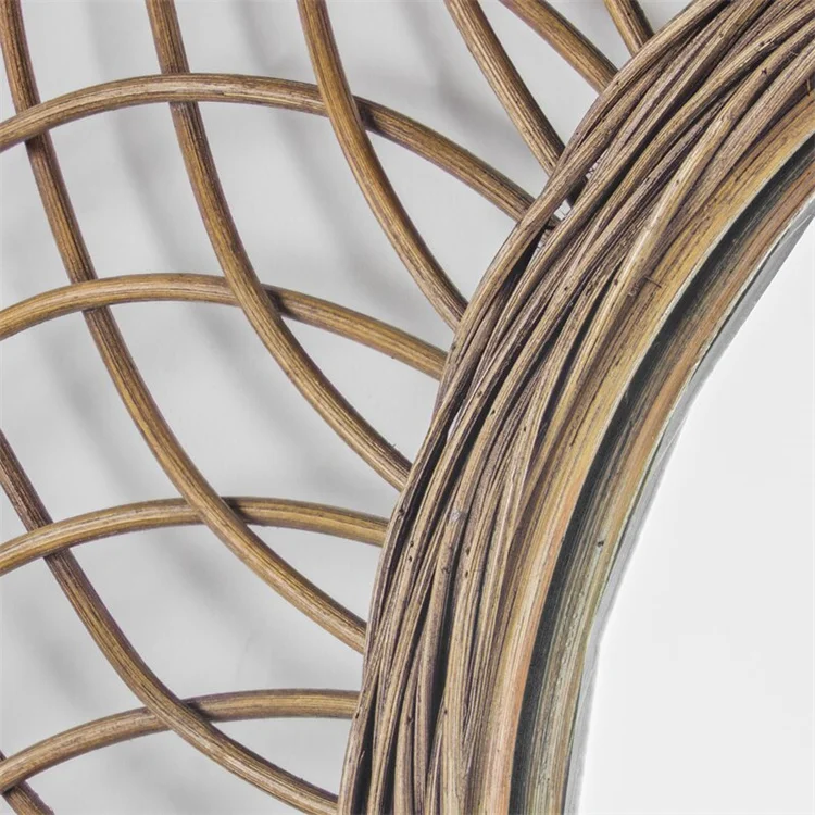 YRMT New Dresser Wicker Round Rattan Mirror Home Decor Art Wall Hanging Wicker Mirror