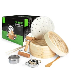 Estick Mini Kitchen Dim Sum Food Cheap Custom Logo Wholesale Modern Style Chinese Fresh Natural Bamboo Steamer Set With Lid