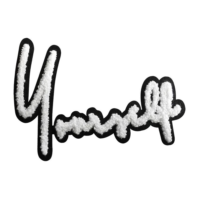 High Quality iron on letters custom embroidered patches Towel Chenille Patch