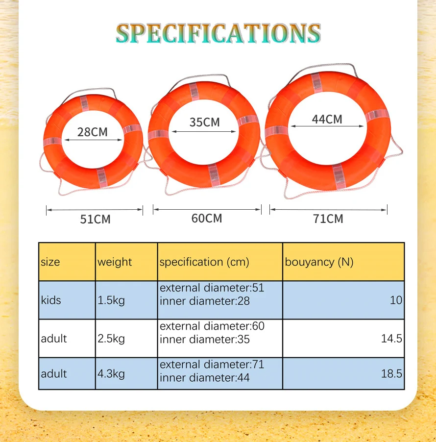 professional large buoyancy plastic boat life buoy ring life ringfor adult and child