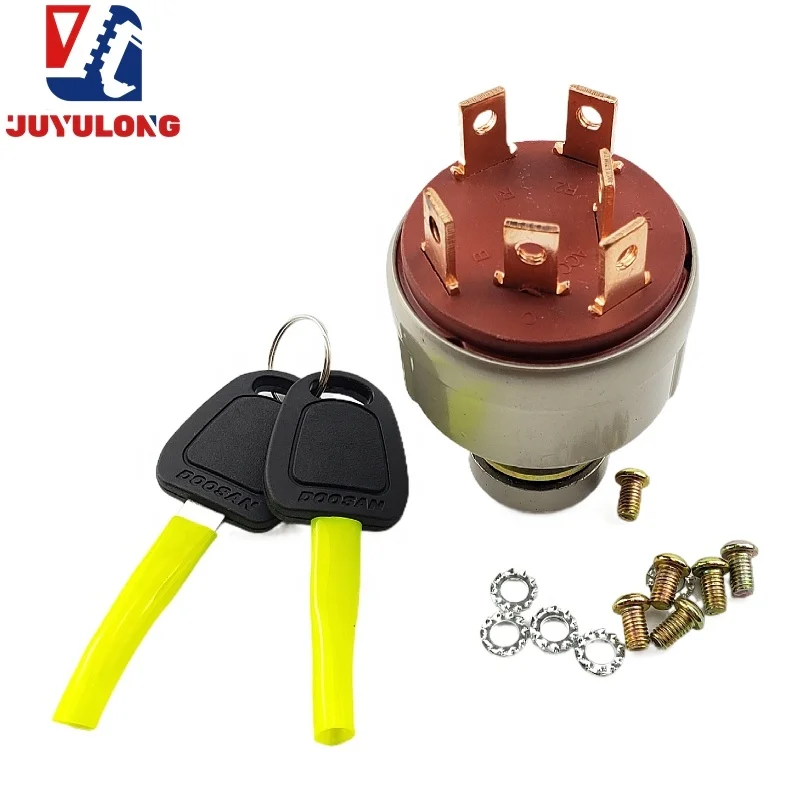 JUYULONG для Doosan Daewoo DH150 220 225 300-7-9-5 выключатель зажигания экскаватора Электрический дверной замок 2549-1153B