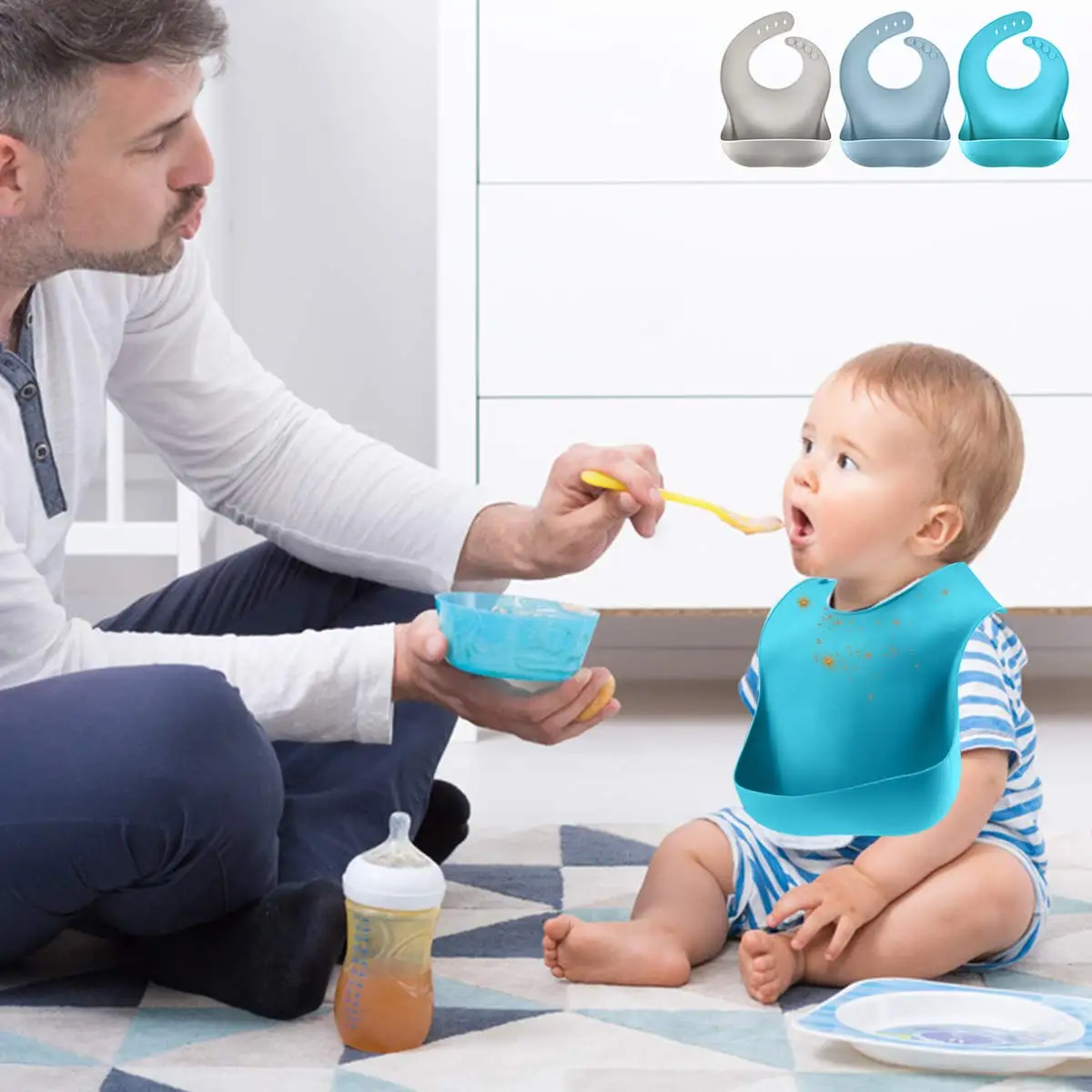 Amazon hot sale reusable easy clean bibs silicone baby bib