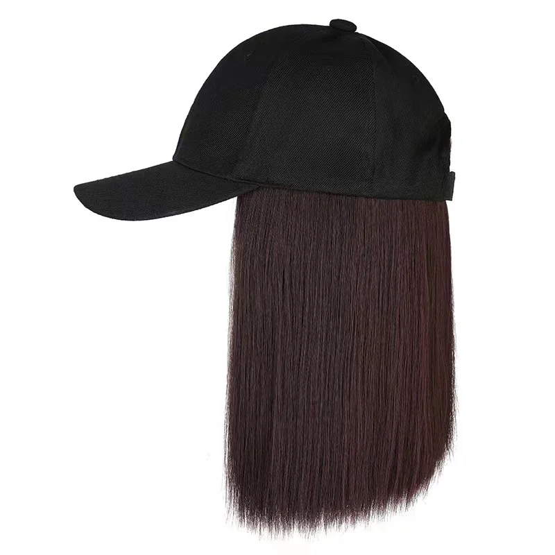 Wholesale straight bob baseball hat wig with hair extension synthetic hat wigs for women girl