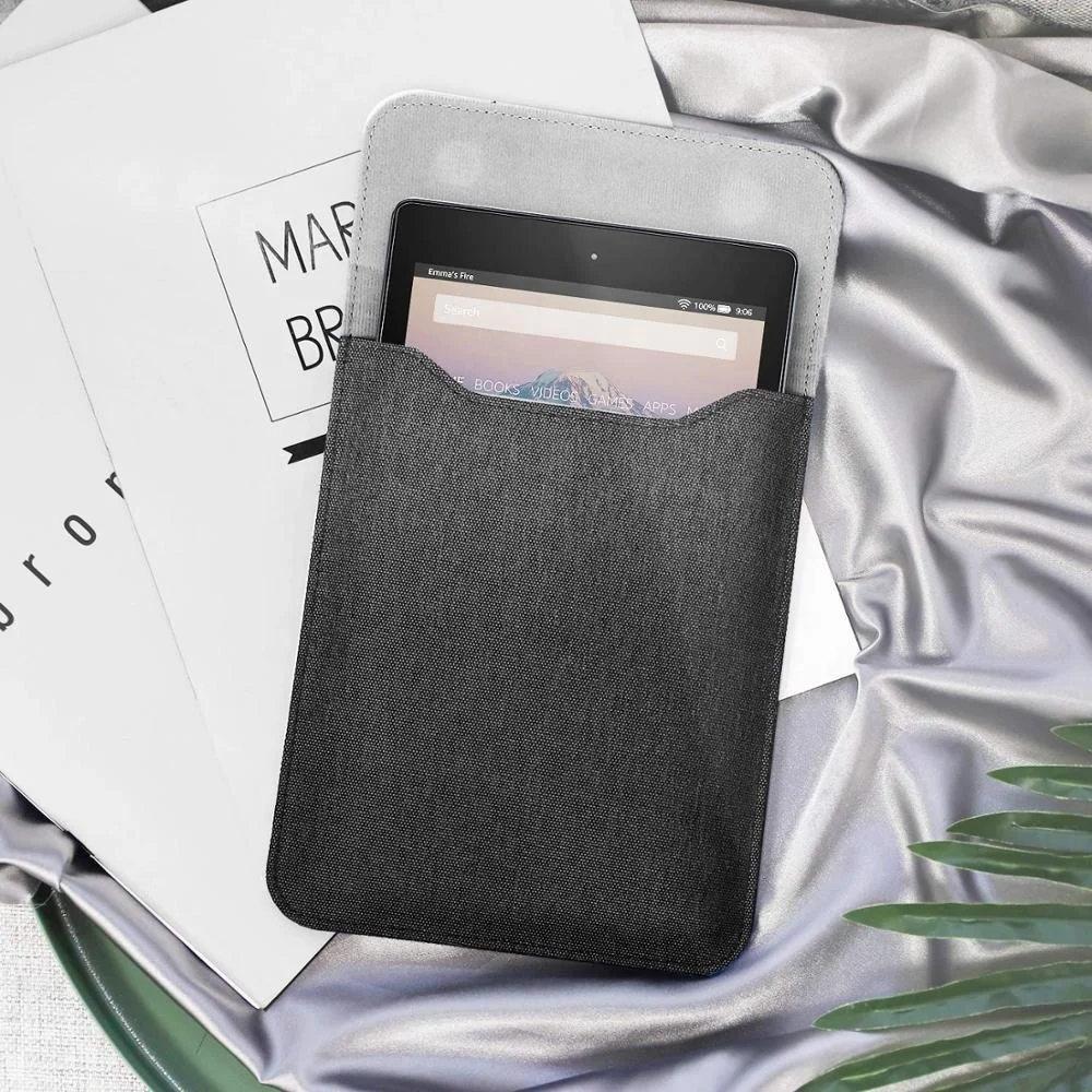 MoKo Magnetic Closure Polyester Cover Case 7-8 Inch Tablet Sleeve Bag for Fire HD 8 2018 / 2017/Fire 7 2017/2019/Kindle