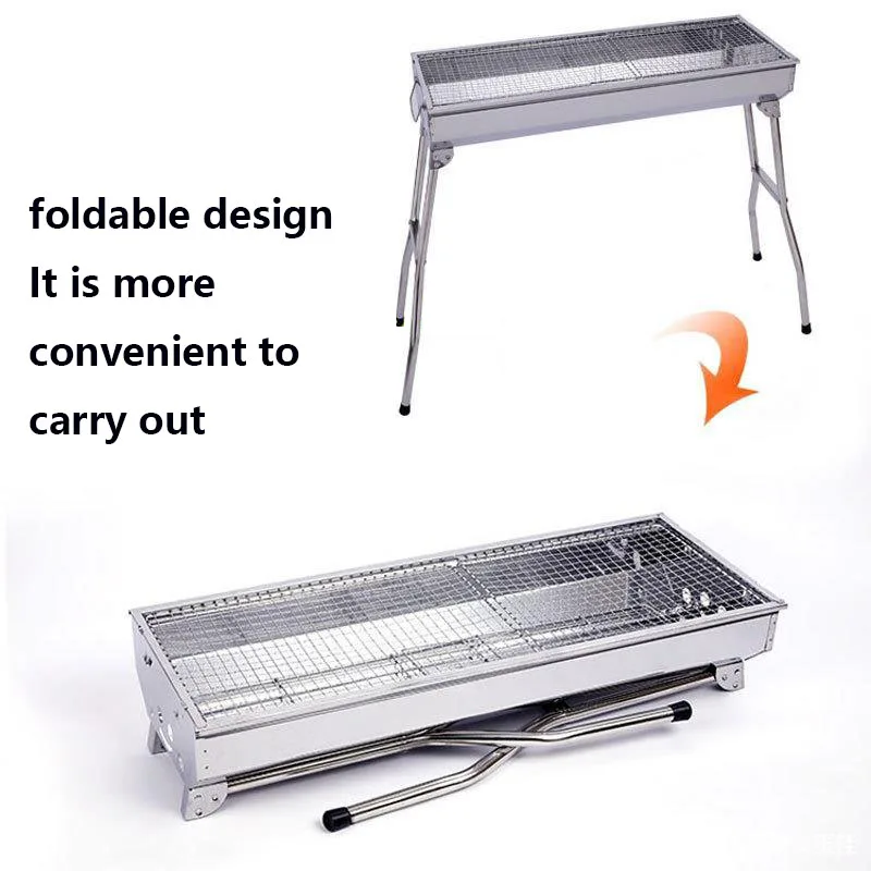 Hot selling new low price thickened stainless steel grill grill outdoor portable folding carbon grill wholesale
