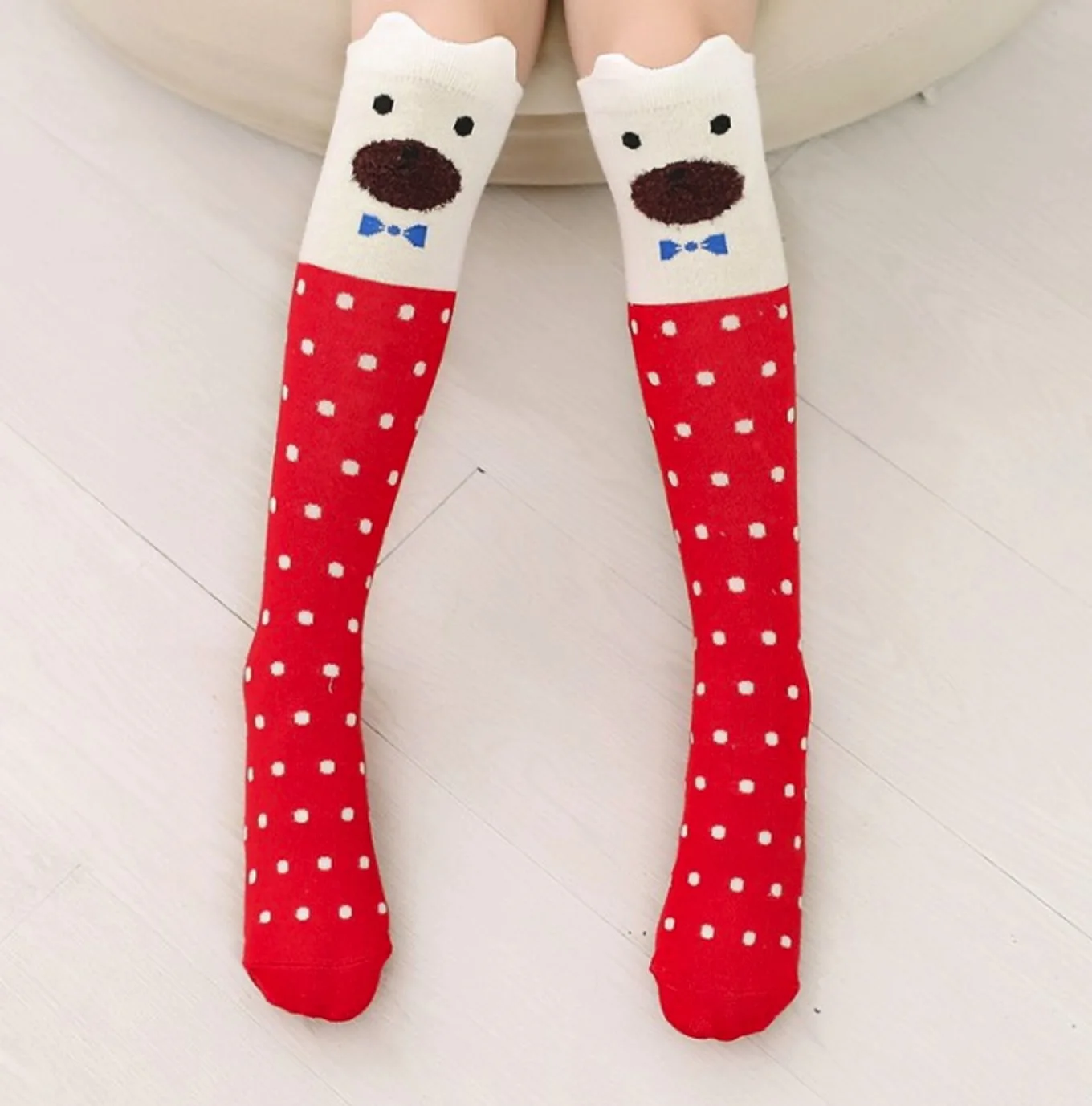 
wholesale Little Girls Long dress warm fancy Socks Kids Cartoon black cat grey fox Knee High Warm Cotton Stockings 
