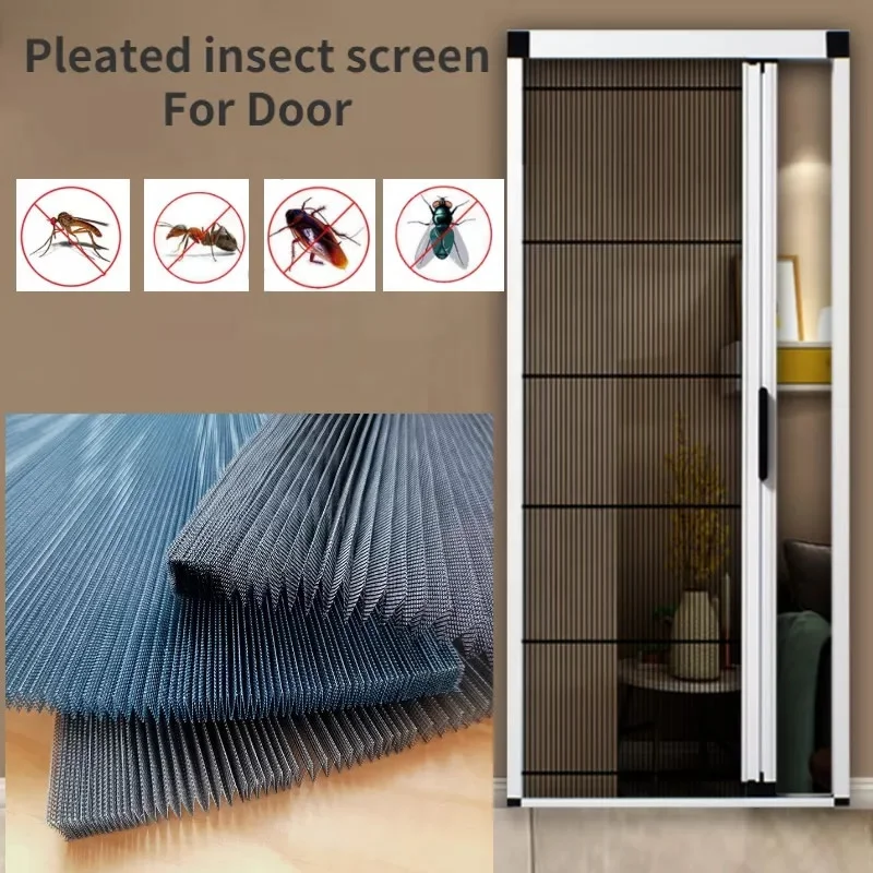 Free Sample Sliding Pleated retractable mosquito net insect screen for windows