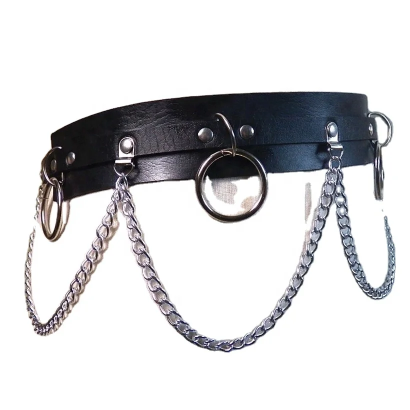 
2018 new fashion PU leather ring chain waist belt for women 