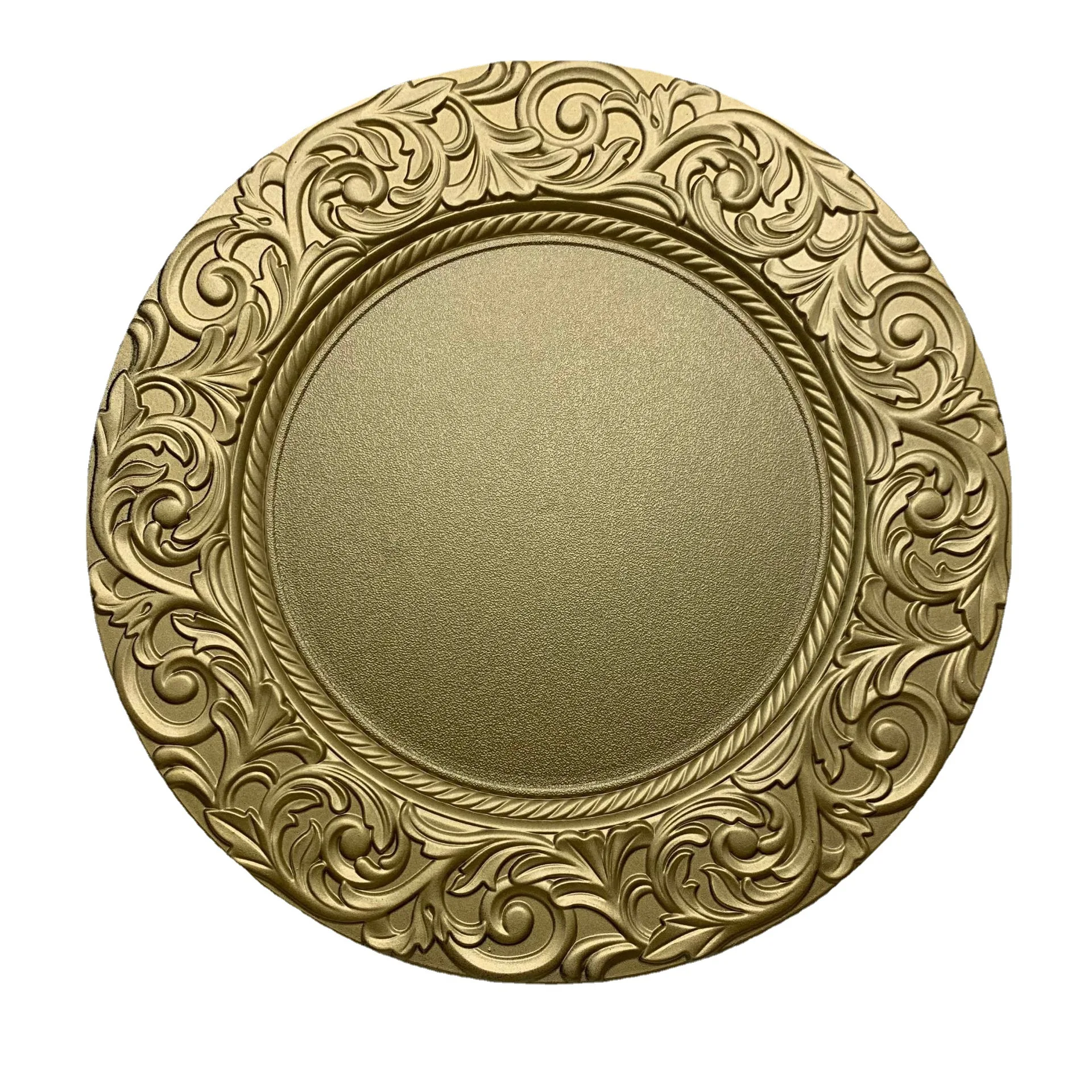 BST Color western hotel decorative silver green charger plate gold plastic under plates wedding for party