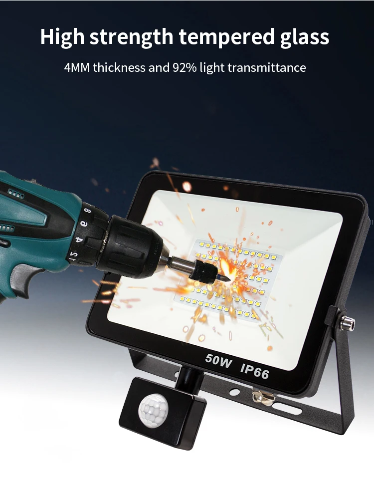 50 100 Watts Remote Spotlight Pir Motion Sensor Floodlights IP66 Smart Walkway Garden Security Flood Light Outdoor Led