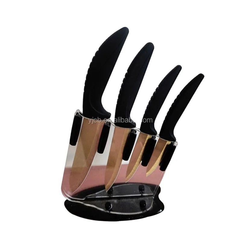 mirror blade chef knife sets Beautiful gifts acrylic block ceramic chef knife sets