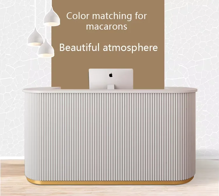 Wooden nails Custom Spa Pink Modern little white very high quality front desk beauty salon reception desk