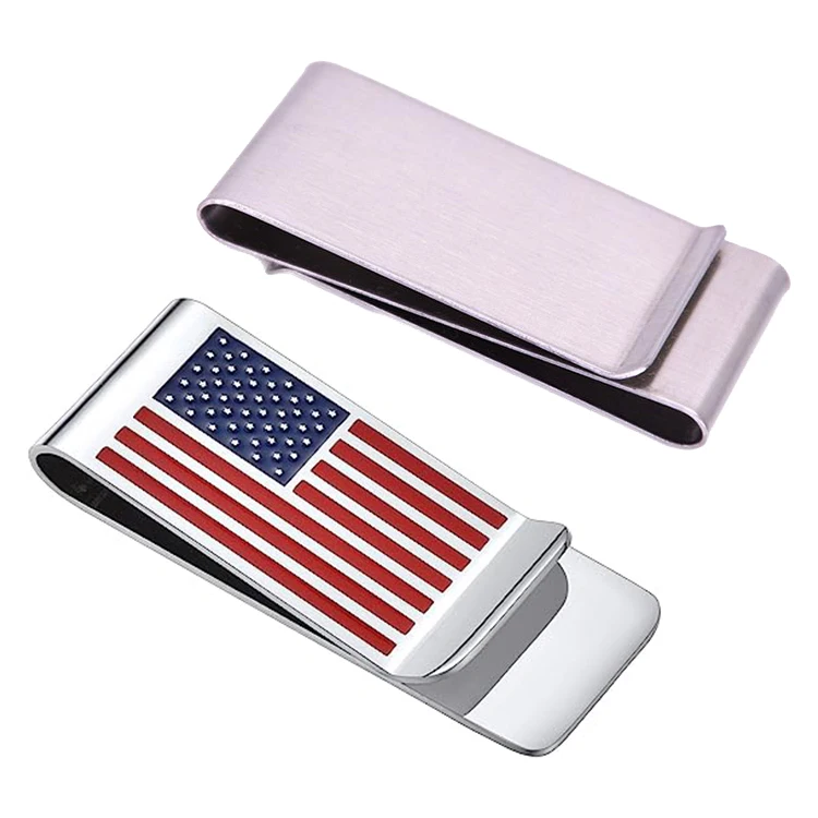 Wholesale Custom Personalized Logo Cheap Classic Stainless Metal  Money Clip Dollar Clamp Easy Carry Cash Holder