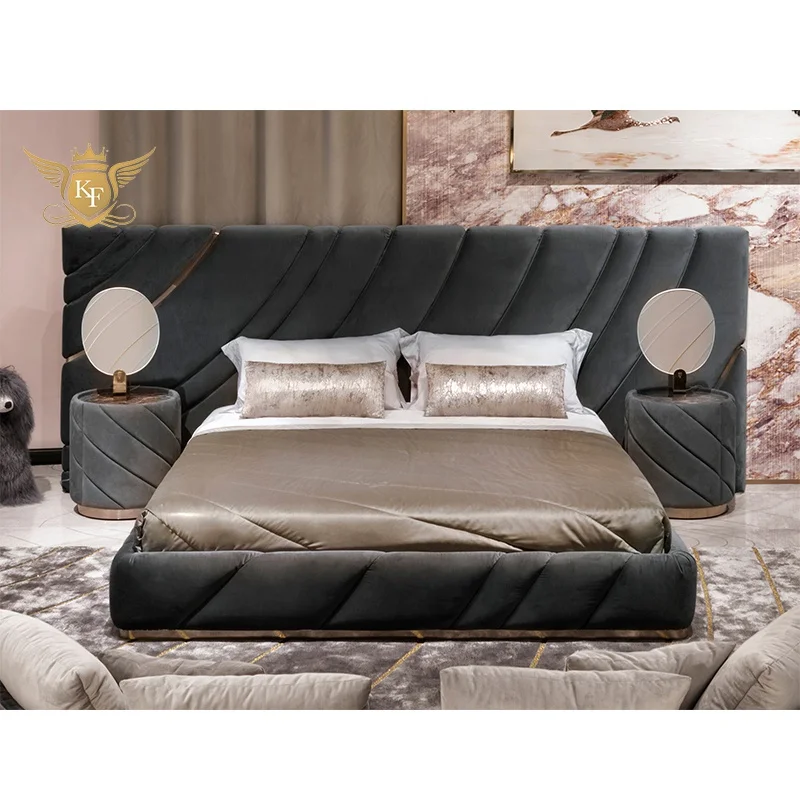 KF CASA Design Light Luxury Bedroom Furniture King Size 1.8*2.0 Soft Bed