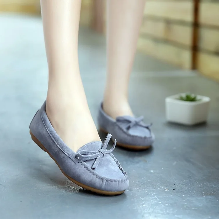 Cheap Wholesale Fashion Bowknot Ballet Flat Shoes PU Leather Casual Loafers Shoes Comfortable Slip on Boat Shoes for Women