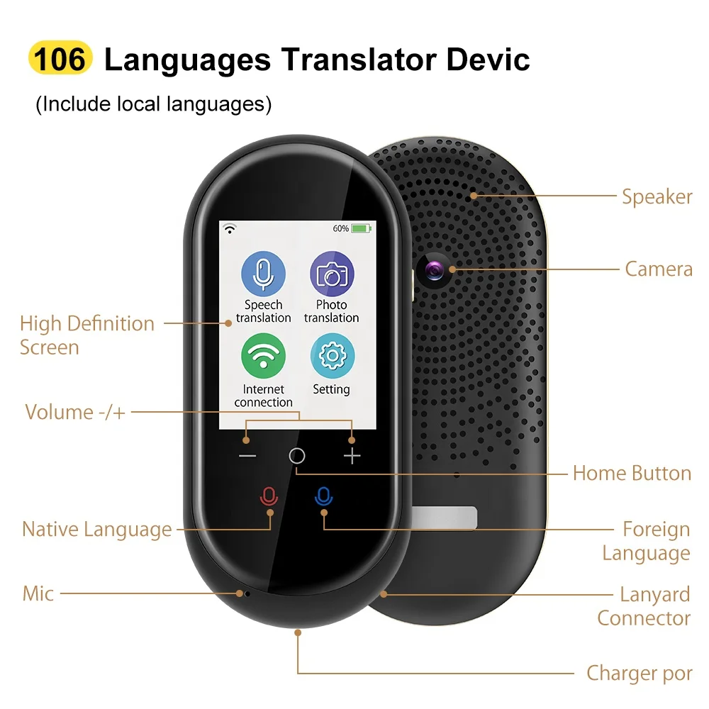 Competitive Price Traductores Instant Language Translator T8 2.4 inch HD Touch Screen 2020 New Arrival Smart Voice Translator