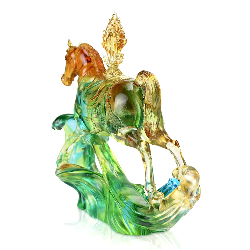 Folk Art High Quality Chinese Feng Shui Craft Animal Sculpture Crystal Lucky Horse Statue