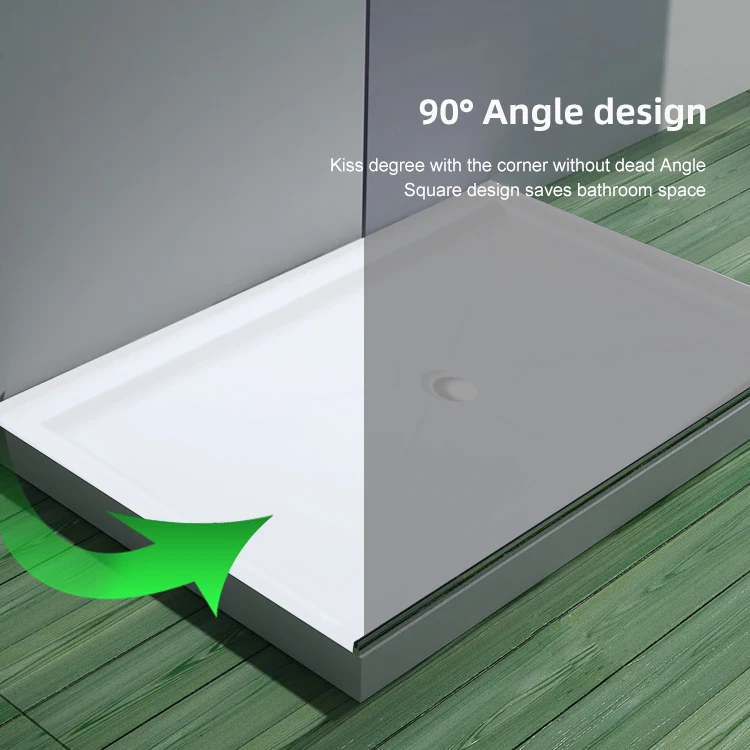 CKB OEM ODM 5 Years Warranty Double Threshold Flat Surface Rectangle ABS White Bathroom Shower Tray