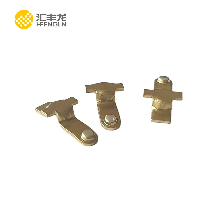 Customize brass copper terminal with silver contact rivets metal stamping parts
