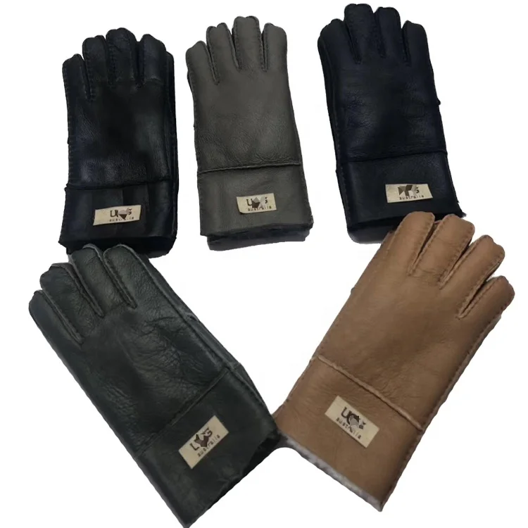 Классические зимние мужские теплые кожаные перчатки с подкладкой из овчины ручной работы