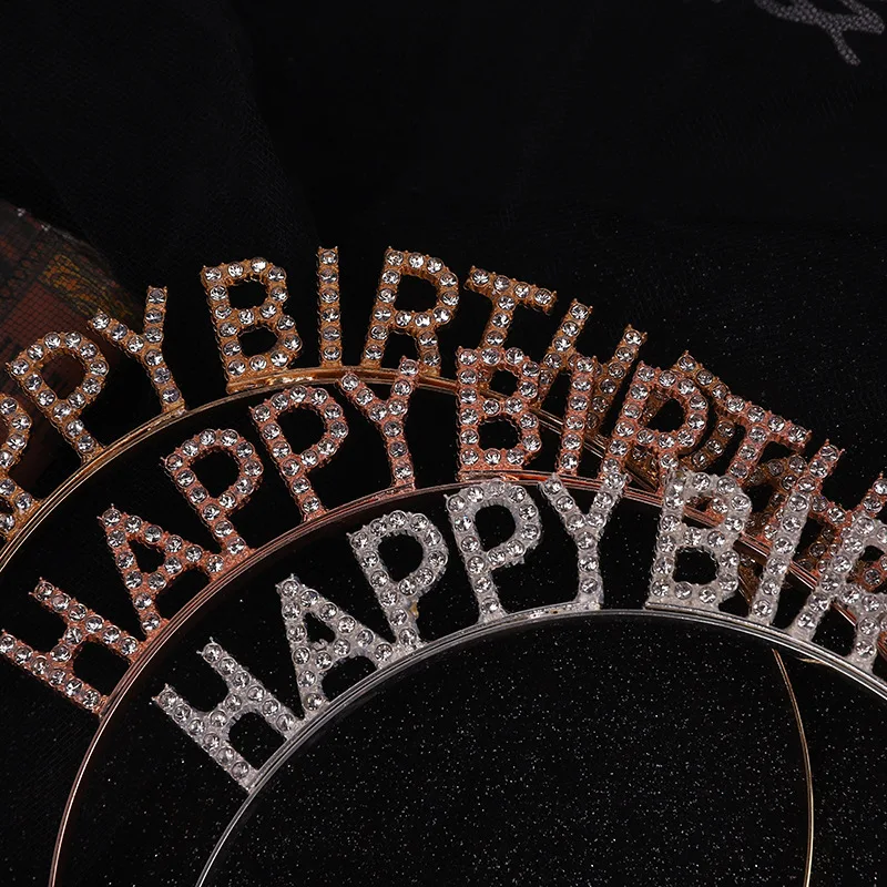 Hair Accessories Women Letter Headband Pearl Crystal Headband Happy Birthday Headband