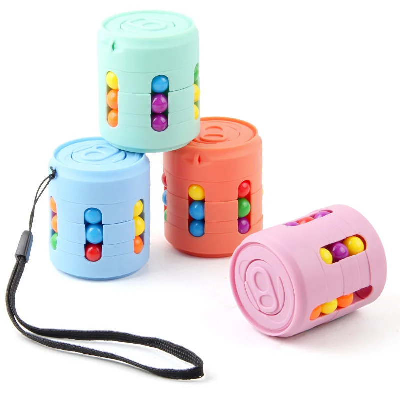 Wholesale Funny Rotating Magic Bean Puzzle Cube Children Gyro Stress Relief Toy Magic Fidget can Puzzle cube toys for kids