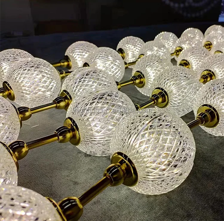 modern decorative led lamp custom hotel lobby sitting room luxury acrylic crystal ball chain lighting lights for high ceiling