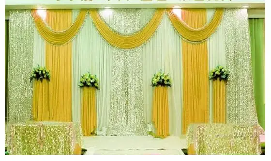 Special Offer 10ftx10ft sequin wedding backdrop curtain with swag backdrop/ wedding decoration romantic Ice silk stage curtains