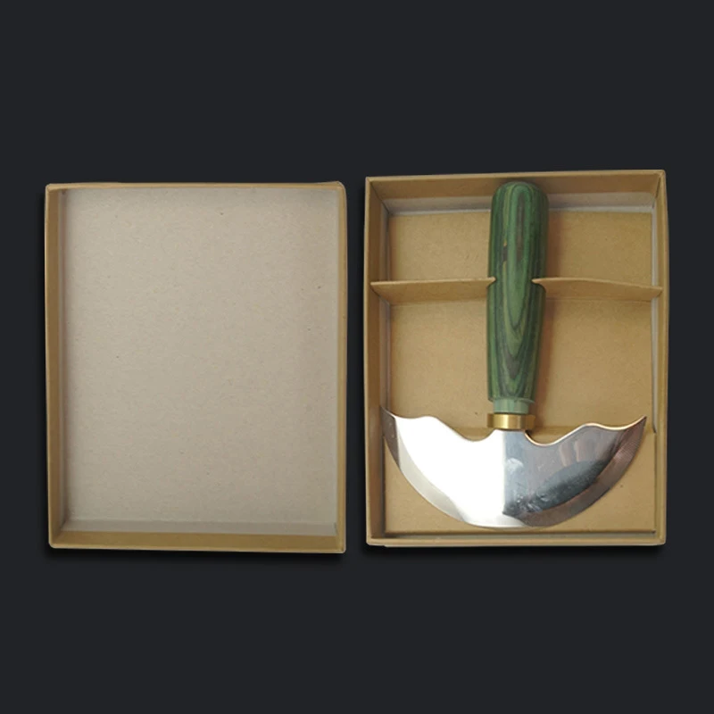 New arrival small green handle leather craft Cutting tool D2 Tool steel wood handle Hand DIY paring knife