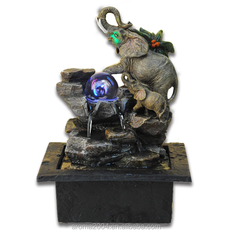 polyresin animal rolling ball indoor elephant fountain