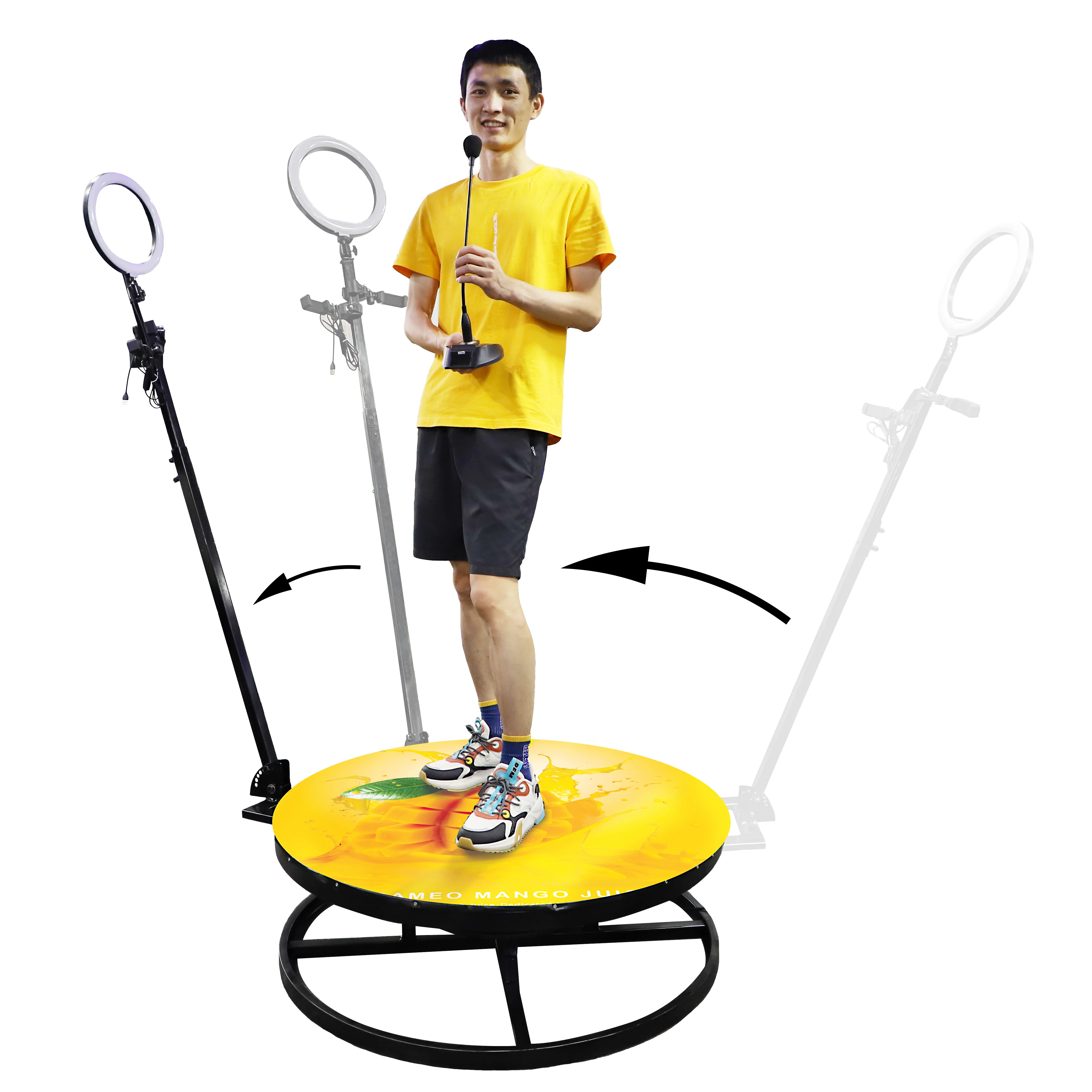 
 2021 new design lower price 360 camera video photo booth portable 360 degree photo rotating booth with speed controller  