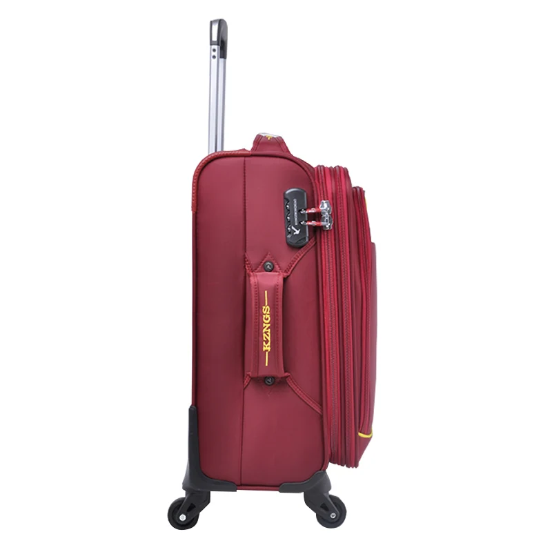 Чемодан на колесиках расширяющийся из полиэстера, комплект для путешествий, чемодан на четырех колесиках, Красный Модный Дамский ручной чемодан, 20/24 дюйма
