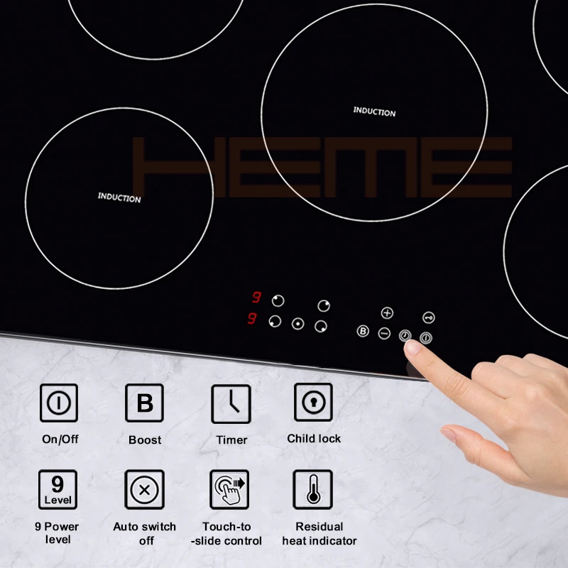 CE CB Certificate Kitchen Appliances Panel Electric Induction Cooker with Timer Burner Induction Cooktop Glass Flex Zone 87cm