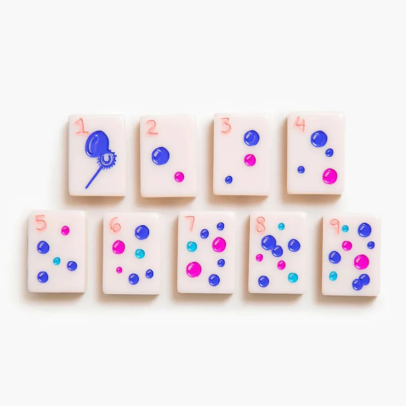 Customized Pink Acrylic Mahjong Tile Set with Custom Printing