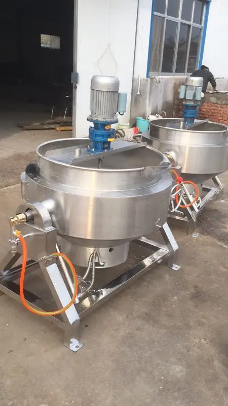Hot Sale 100L  mixer tomato pot electric steam gas heating agitator Industrial cooker Stainless steel jacket kettle