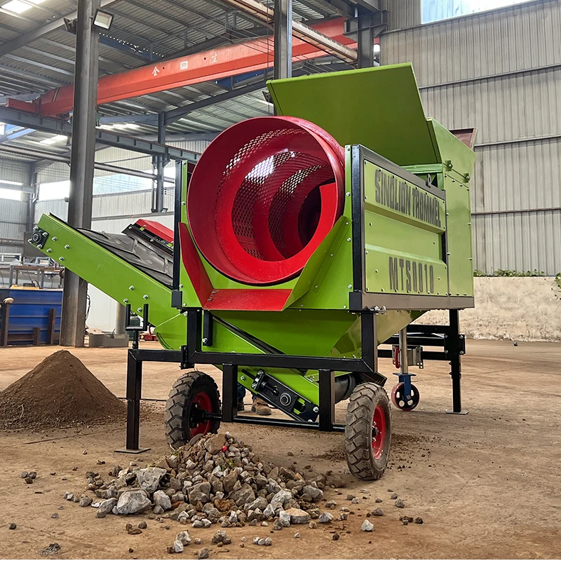 Best Price Black Dirt Trommel Screener Mobile Soil Vibrating Screen for Compost topsoil drum screen