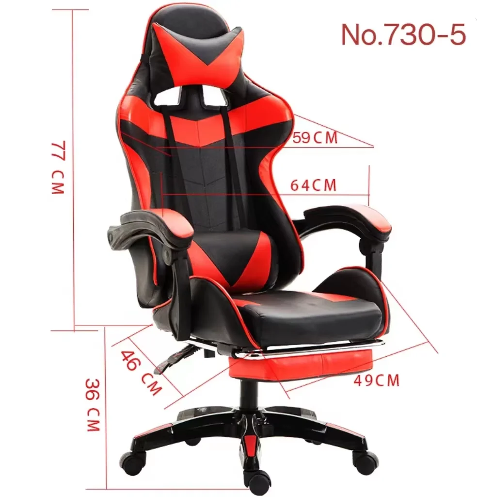 Ergonomic PVC Racing-Style High Back Executive Chair Convertible Home Office PU Leather Revolving Massage Gaming Foldable Metal
