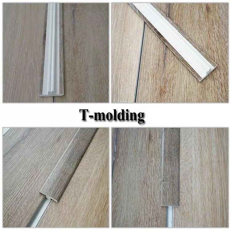Waterproof Plastic SPC T-moulding connection trim Durable DIY installation for flooring