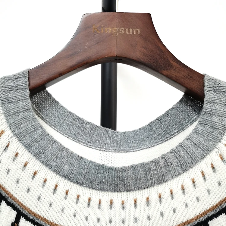 korea fashion Jacquard nordic cowichan Merino Wool and cotton sweater for women