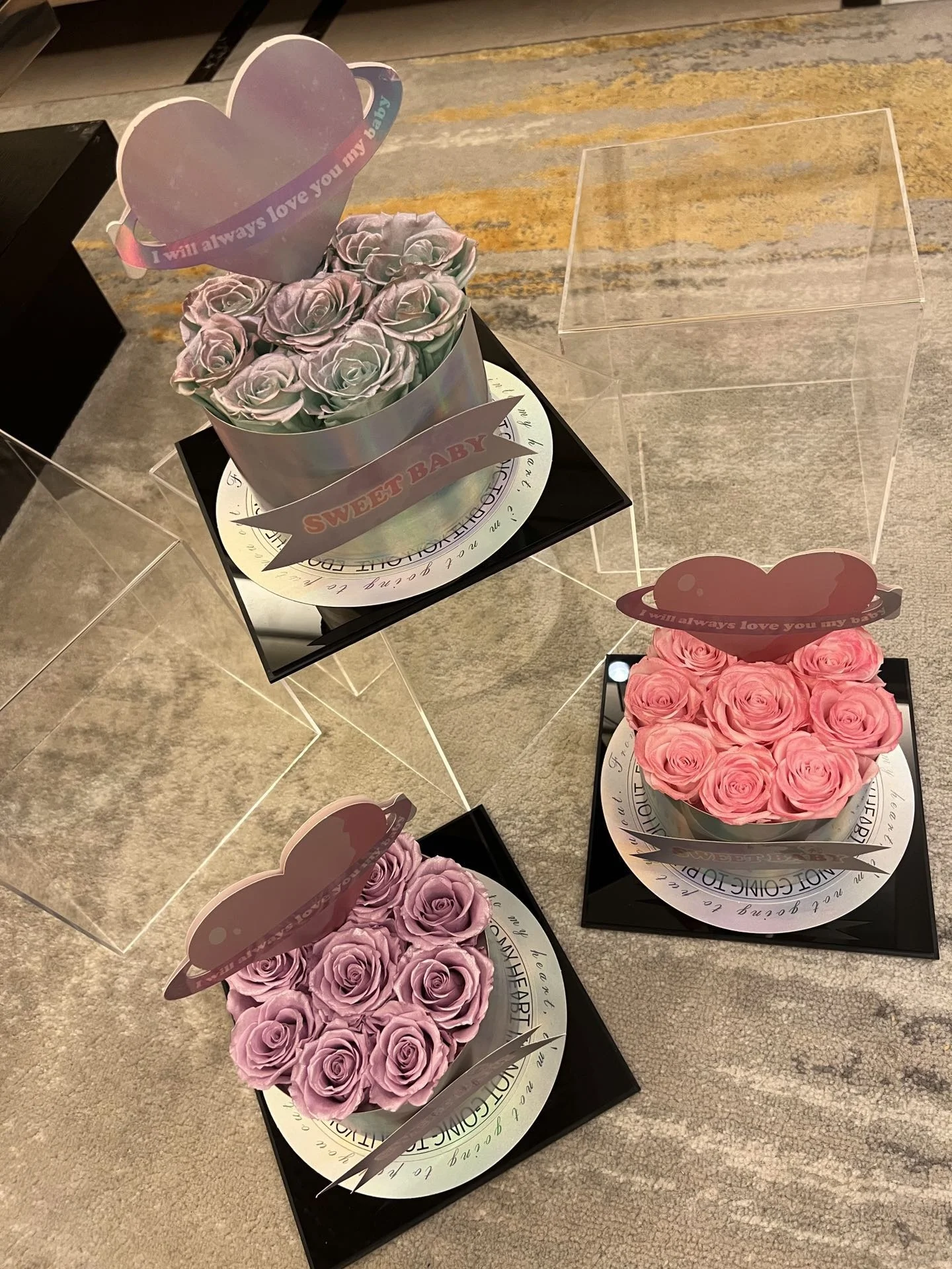 Home Decor Ornaments gift 9 preserved Flower Roses immortal eternal rose colorful Dried rose in acrylic box