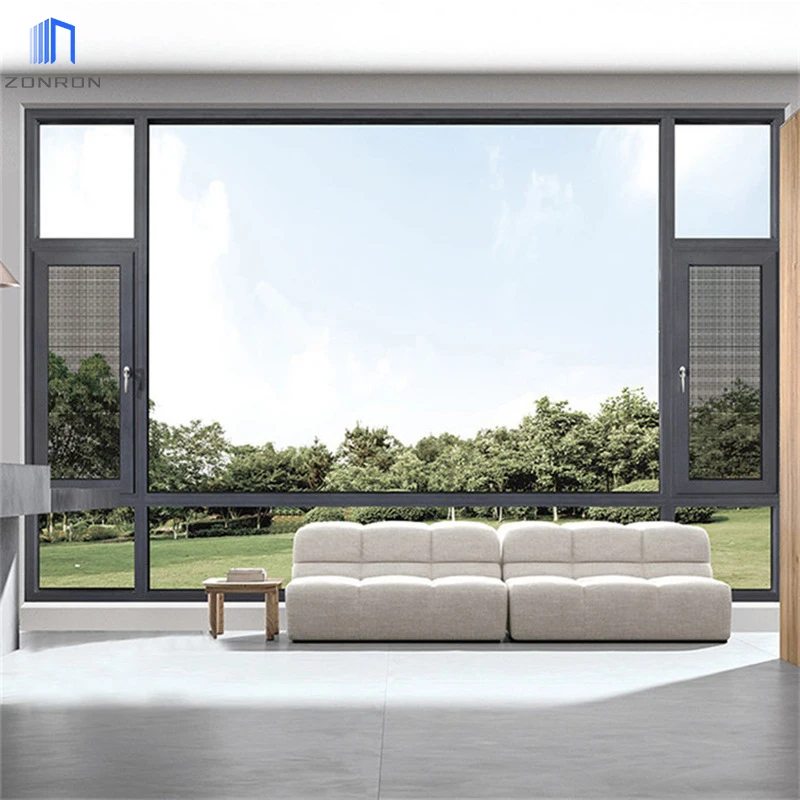 Zonron Customized Horizontal View Floor To Ceiling Window Glass Windows For House Impact Resistant French Style Window