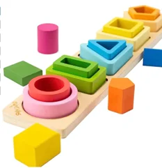 Montessori Toys  1 2 3 Year Old Boys Girls-Wooden Sorting Stacking Toys for Baby Toddlers Educational Shape