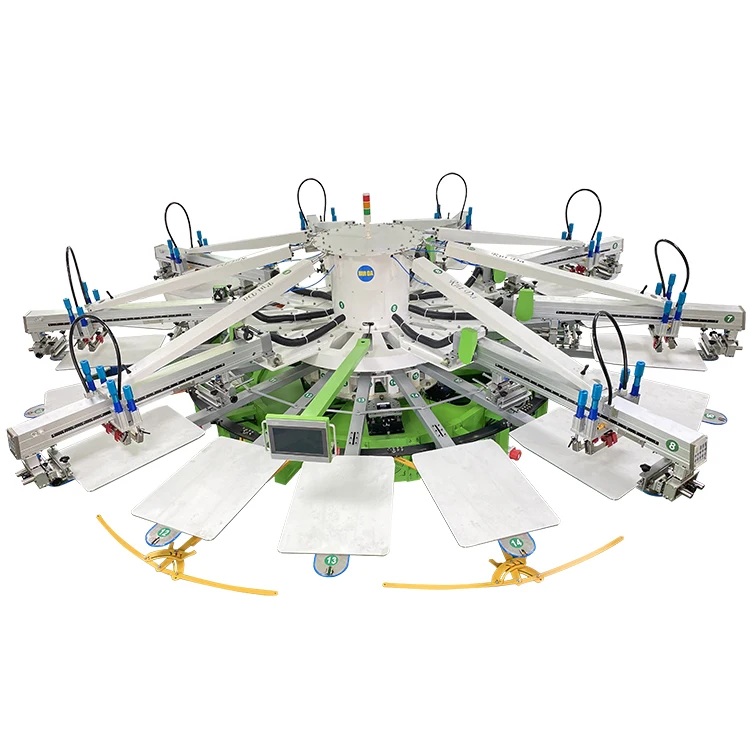 China Factory Made Octopus 8 color 18  station Automatic t-shirt silk screen printing machine for cloths garment printing