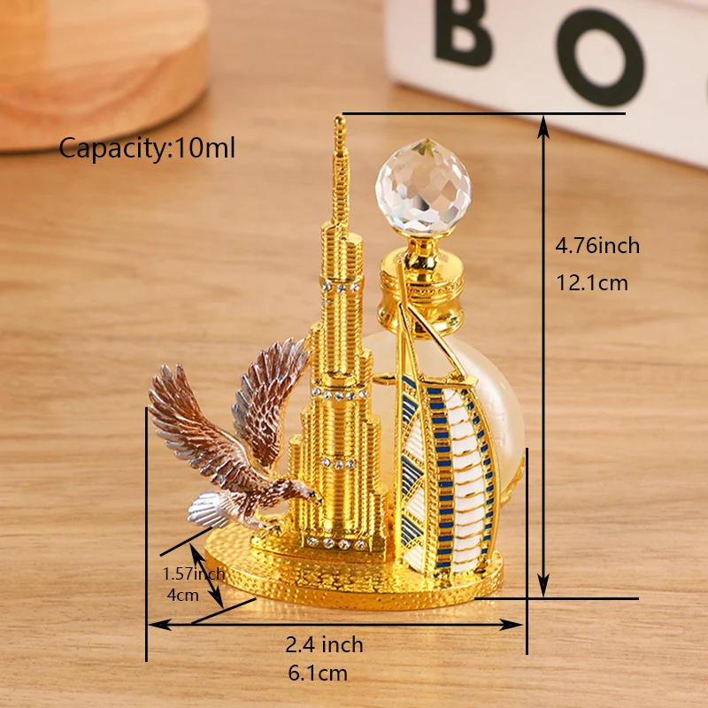 10ml Middle East Dubai Burj al Arab Hotel Burj Khalifa Falcon Metal Perfume Bottle Essential Oil Refillable Attar Bottles#10219