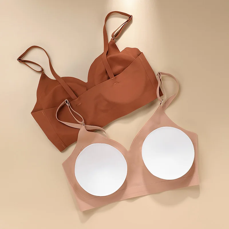 Sharicca Summer Laser Cut Seamless Wireless Push Up Bra Basic Crop Top Por Mayor Padded Women Brassier Ice Silk Seamless Bra